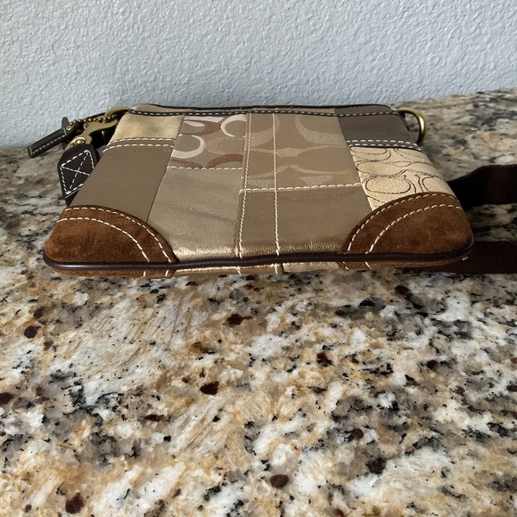 Coach Patchwork Crossbody Bag in Gold and Brown - Picture 3 of 5